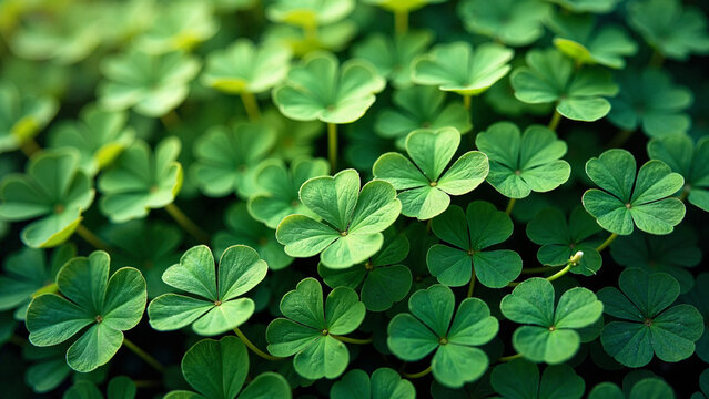 Lush Clover Leaves: Vibrant Green Nature Background for Eco-Friendly Branding and St. Patrick's Day Designs
