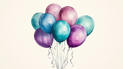 Pastel Balloons Float Joyfully Soft Light. AI Generated