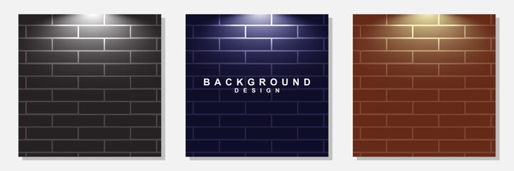 Wall of bricks and space poster set background with the spotlight vector