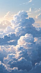 Soft Clouds in Feathered Wet on Dry Technique on plain white background