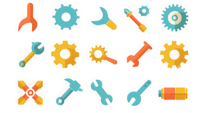 Quick Fix Icons - Minimalist, Colorful Representation of Repair and Solutions for User Interfaces