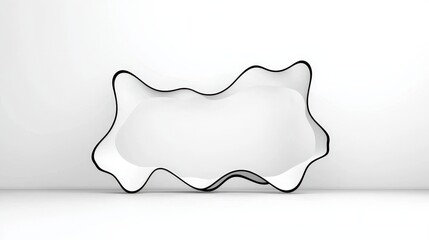 Abstract White Sculpture with Black Outline on Minimalist Background