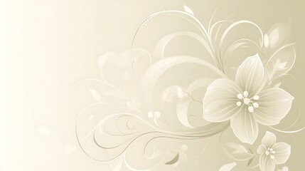 Elegant Floral Design with Swirling Beige Background