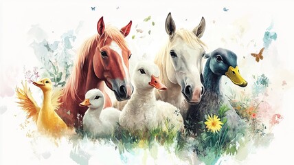 A diverse group of animals together in harmony, symbolizing love, compassion, and the principles of veganism and animal welfare.

