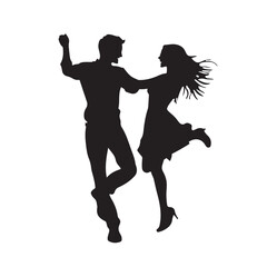 Silhouette of a Couple Dancing the Waltz - Vector Illustration