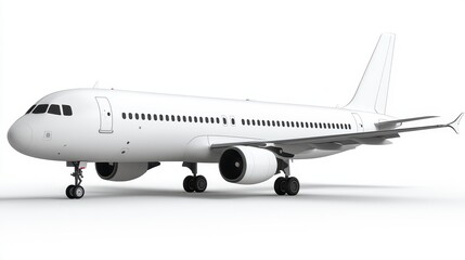 Obraz premium A white pixelated aircraft, side view, against a plain white background. The aircraft displays simplified, blocky shapes that resemble pixel art