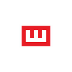 Obraz premium Letter w square, outline geometric symbol simple logo vector
