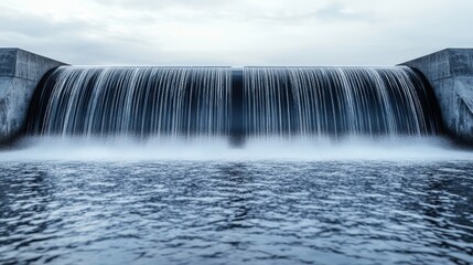 Majestic waterfall cascade serene river location nature photography calm environment wide-angle view tranquility concept
