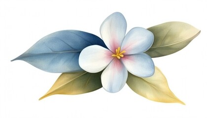 Naklejka premium Delicate floral arrangement featuring a blue and white flower with leaves