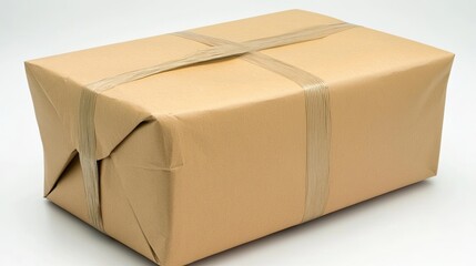 Neatly wrapped package with smooth lines, photographed against a clean white background