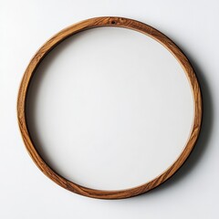 Obraz premium Simple Round Wooden Frame in Retro Style on White Background Minimalist Design for Home Decor and Interior Aesthetics