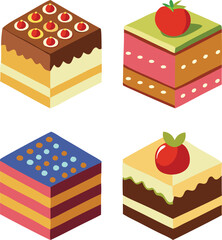 Delicious cake slice vector set, cake day, cake vector, cake slice icon, cake icon, birthday cake