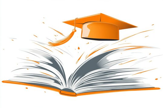 A clean minimalist icon of an open book with a graduation cap above it, symbolizing a dissertation