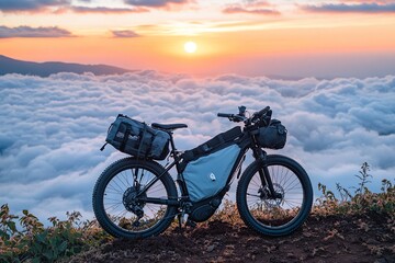 Obraz premium Sunrise Ebike Adventure Above Clouds