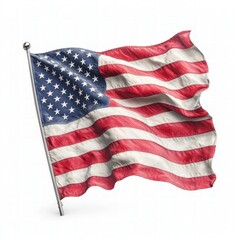 Obraz premium Waving American Flag on White Background