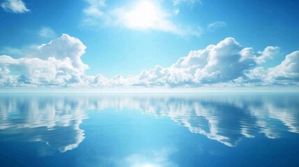 Obraz premium Serene Sky and Water Reflection: Perfect Day