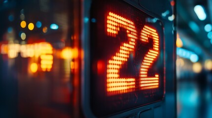 Vibrant Night City LED Display Showing Number 22
