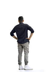 Fototapeta premium Man, on a white background, full-length, hands on hips