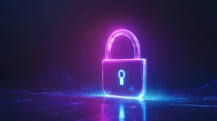 Blue and purple glowing security scan, showcasing futuristic digital protection and technology