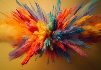 Celebration of Holi brings bright colored powders into the air, creating a vibrant explosion of colors that symbolize joy and togetherness