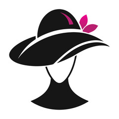 Black ladies hat logo vector art illustration