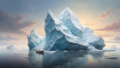 A Majestic Iceberg Floating in the Ocean, Symbolizing Nature's Grandeur and Climate Change