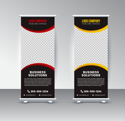 Roll up banner design template vector, abstract background, modern x-banner, corporate identity template. 