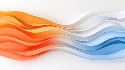 Obraz premium Abstract Wavy Background with Smooth Gradients in Orange, White, and Blue Tones for Design
