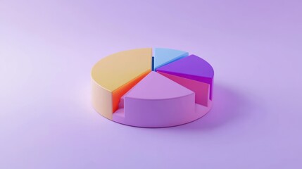 Obraz premium Colorful 3D Pie Chart on Pastel Background (1)
