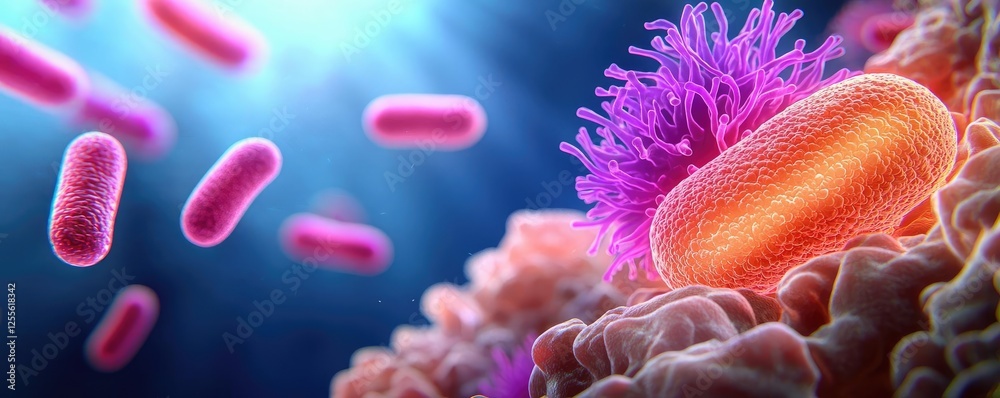 Aufkleber marine life microscopic idea. colorful microscopic view of bacteria and microorganisms in a vibrant 
