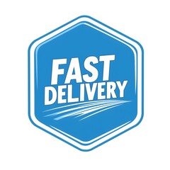 Blue Hexagonal Fast Delivery Decal Business Shipping Service Speed Express Transfer Sticker Commercial Transport Design Label Professional Light Sign