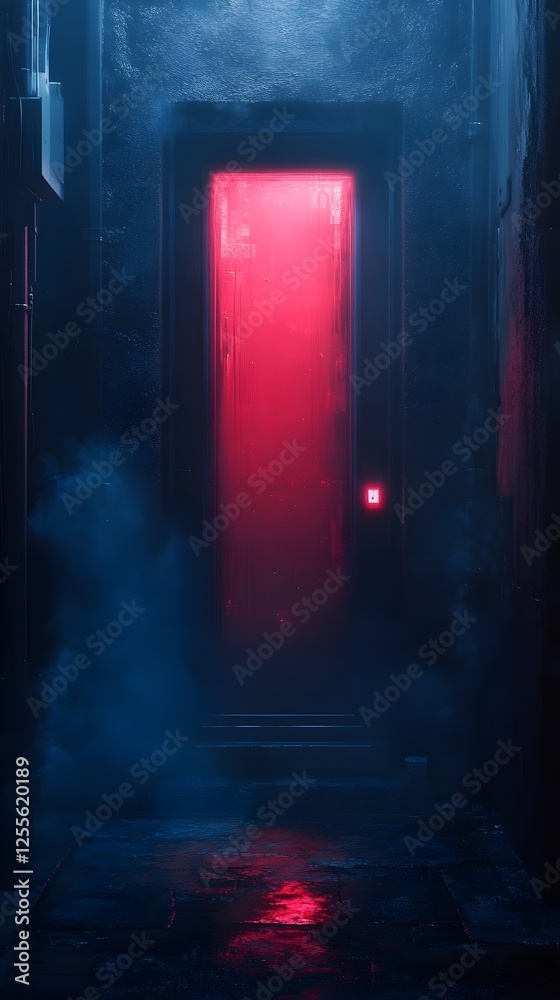 Sticker a subtle neon glow in deep navy, with barely-there futuristic elements.