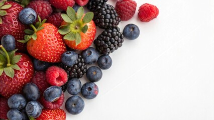 Obraz premium Fresh Mixed Berries on White Background