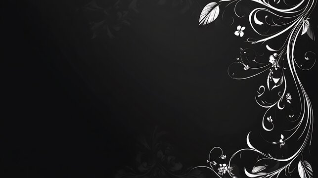 Elegant floral border, dark background, invitation