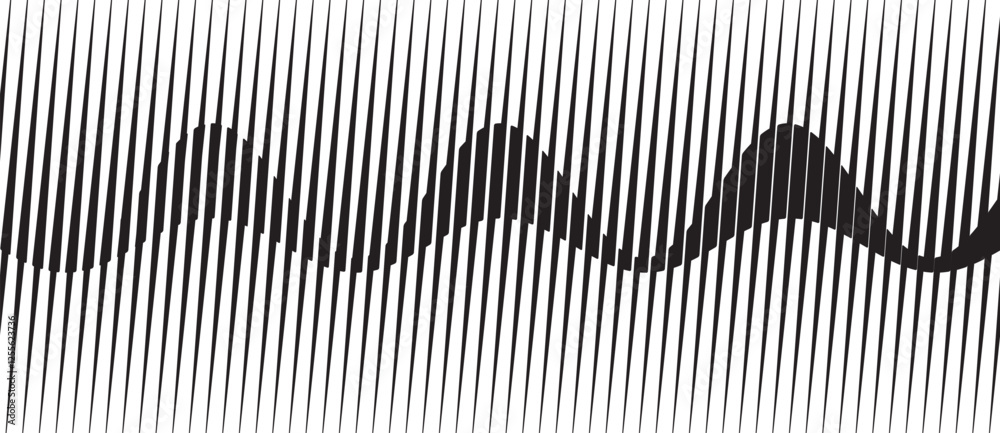 Poster Abstract art geometric background with vertical lines. Optical illusion with waves and transition.