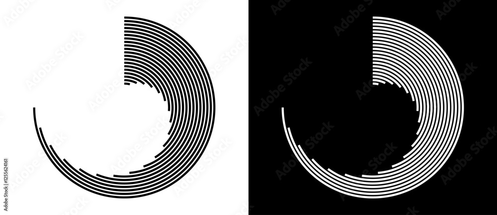 Poster abstract background with lines in circle. art design spiral as logo or icon. a black figure on a whi