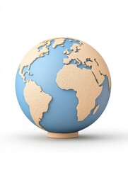 Naklejka premium Beige Beige Continents Blue Earth Globe