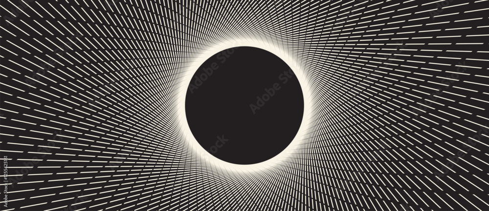 Poster Spiral with white color lines as dynamic abstract vector background. Sun concept. Psychedelic optical illusion.