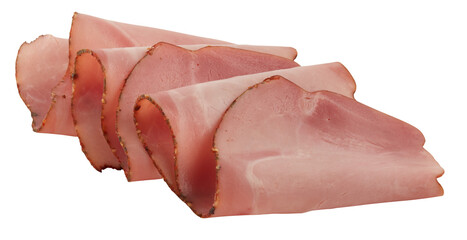 Fresh smoked pork ham cut out isolated transparent background