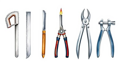 Hand Tools Collection Saw Knife Pliers Metalworking Equipment Craftsman Tools