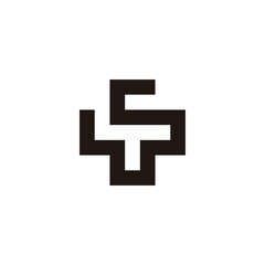 letter S plus, square geometric symbol simple logo vector