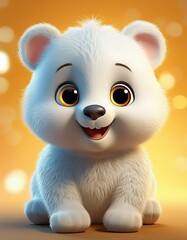 Fototapeta premium Niedlicher Eisbär, gelber Hintergrund