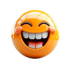 3D laughing face emoji isolated on transparent background