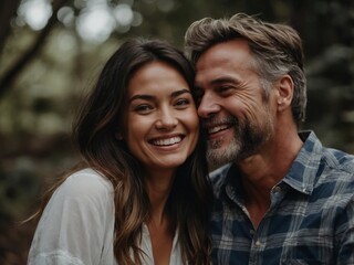 Fototapeta premium Joyful Outdoor Wedding Portrait of a Stylish Couple in Love