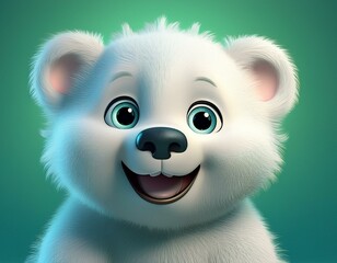 Fototapeta premium Niedlicher Eisbär, grüner Eisbär
