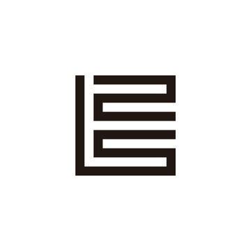 recommend clip art: Letter E 2 square, line geometric symbol simple logo vector