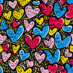 Naklejka premium seamless background with hearts