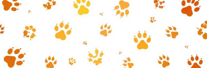 White background, playful dog paw print seamless pattern in various sizes and angles , animal, seamless pattern, wallpaper