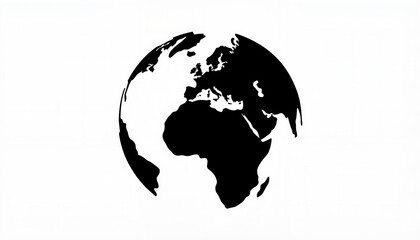 Black and white globe silhouette on white background, global awareness