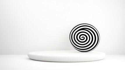 Obraz premium Abstract Spiral Design in Black and White on Minimalist White Background Setting